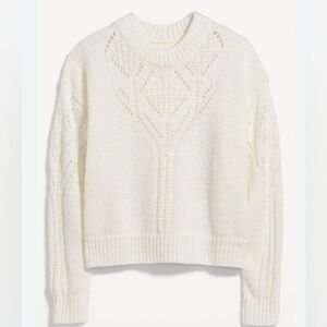 Old Navy Crewneck Knit pointelle size L Cream Sweater